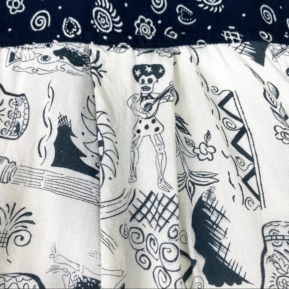 Vtg Zarus Day Of The Dead Skull Goth Print Button Down EUC - Picture 11 of 13